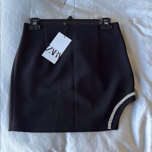 Zara Black Mini Skirt with rhinestone Accent